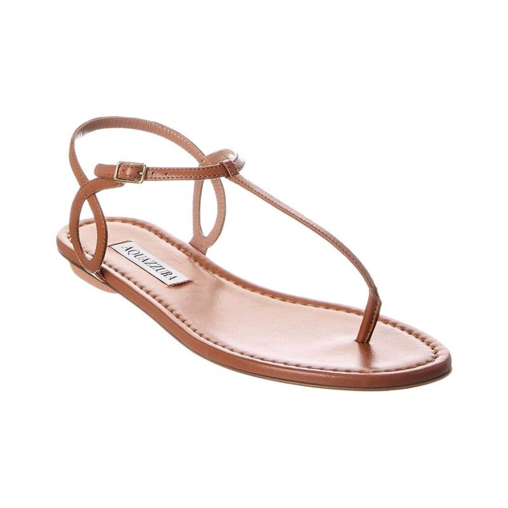Aquazzura Logo Leather Sandal, Brown